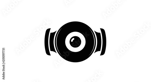 Abstract geometric icon featuring a central circle with a highlight representing a lens or eye.