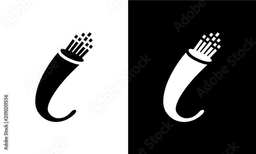 Minimalist Cable Logo – Modern Electric Wire Icon, Clean Technology Symbol