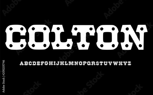 COLTON Western Slab Display Font Alphabet – Bold Cowboy Font Type with Rivet-Style Letterforms, Rustic Typography Meaning for Vintage Branding, Posters, Logo Design,and Old School Graphic Design 