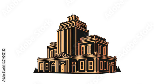 Detailed building silhouette against a white background high quality professional detailed