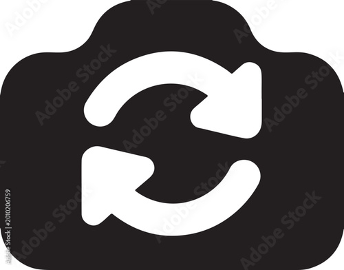 Foto Camera refresh icon silhouette showing circle arrows for photo capture mode switching art
