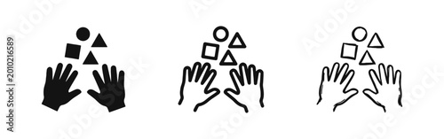Photos Early Childhood Learning Shapes Icon Set - Solid, Outline, and Hand Drawn Sketch