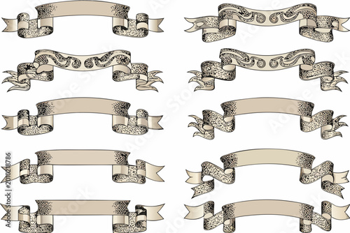 Bilde på lerret ornate banner collection vintage style decorative ribbons on white background