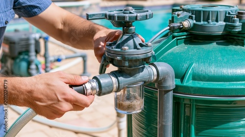 A pool filter backwash cleaning service.