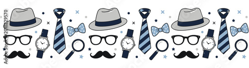 Foto Fathers Day Accessories Doodle Pattern.