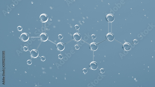 glufosinate-p molecular structure, 3d model molecule, herbicide active enantiomer structural chemical formula view from a microscope