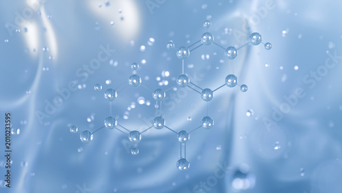 urolithin a molecular structure, 3d model molecule, natural metabolite structural chemical formula view from a microscope