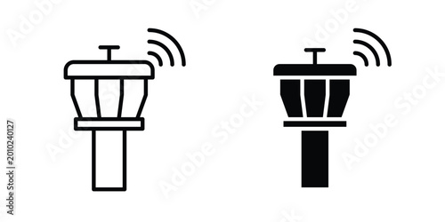 Photos Control Tower icon vector pack in black color. Editable icons.
