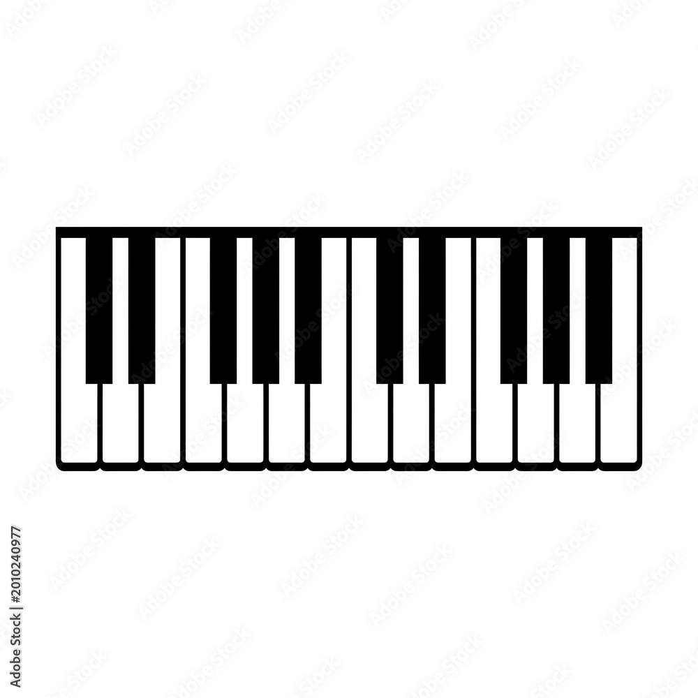 Fototapeta premium Black and white piano keys isolated on a white background musical concept