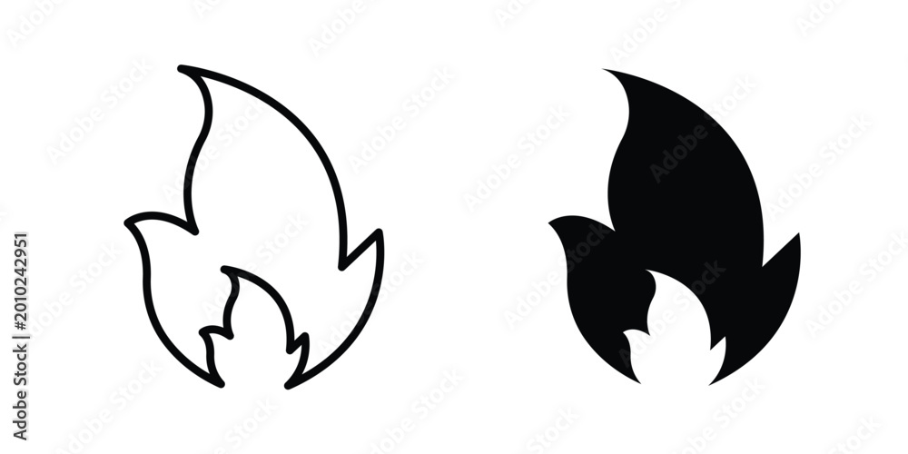 Fototapeta premium Flame icon vector pack in black color. Editable icons.