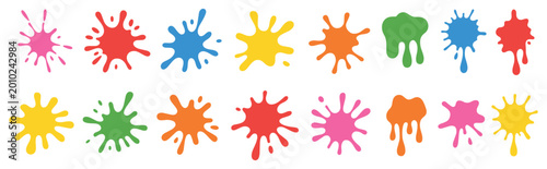 Konstfotografi Colorful Splatter Collection: A vibrant assortment of paint splatters, perfect for adding a touch of artistic flair