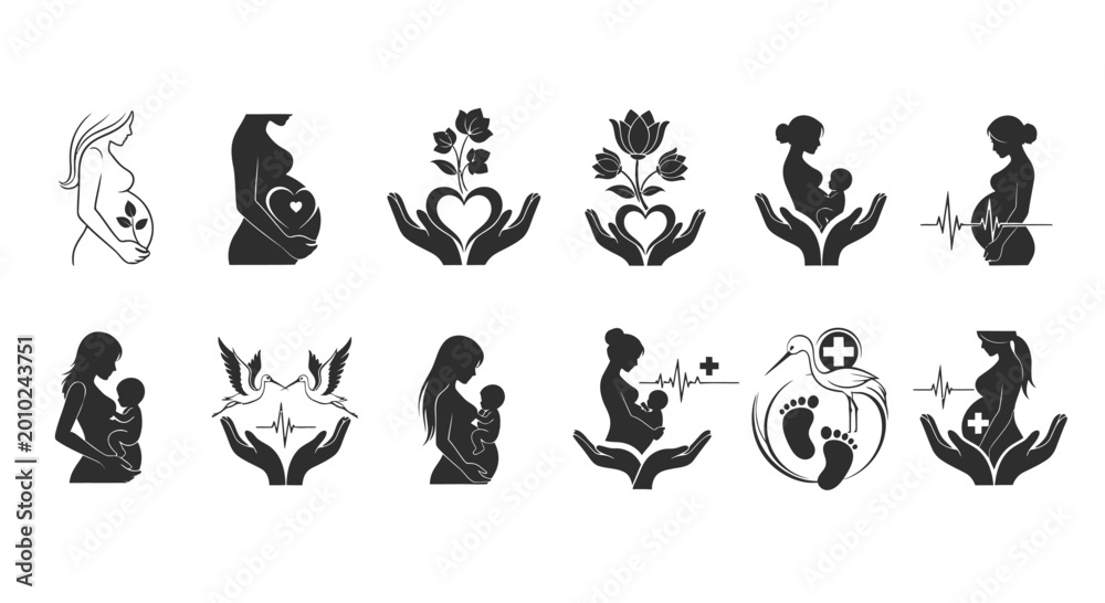 Fototapeta premium Elegant Pregnancy Silhouette Logo