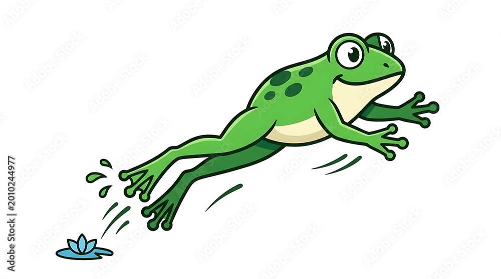 Fototapeta premium Green Frog Jumping in Air.