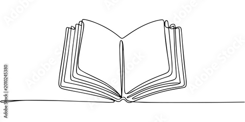 Canvas-taulu open book continuous one line drawing, book continuous one line drawing, Continu