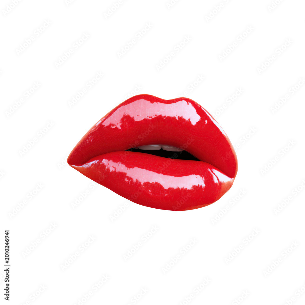 Obraz premium Glossy Red Lips. Symbol Of Beauty, Fashion, And Glamour Isolated On Transparent Background