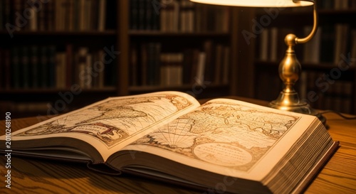 Antique Historical Atlas Book with Old Maps