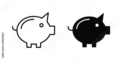 Canvastavla Piggy bank icon vector pack in black color. Editable icons.