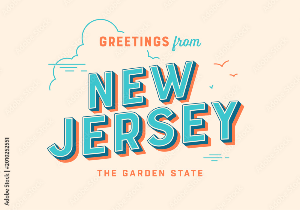 Obraz premium Greetings from New Jersey, USA - The Garden State - Touristic Postcard.