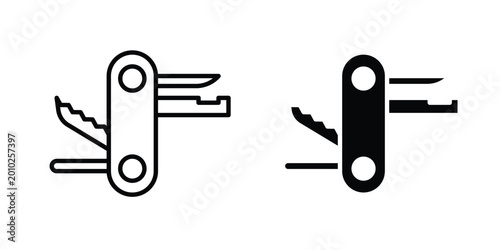 Photos Swiss Knife icon vector pack in black color. Editable icons.