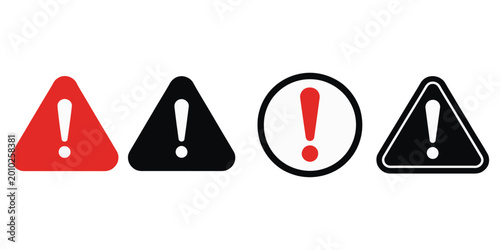 Obraz na płótnie Danger alert sign vector illustration, red triangle with exclamation mark for warning, safety caution and hazard indication on white background