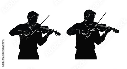 Tableau sur toile violinist silhouette playing music isolated on white background