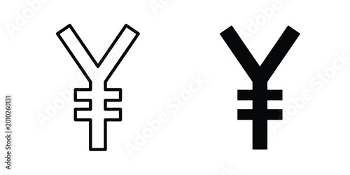 Obraz na plátně Yen icon vector pack in black color. Editable icons.