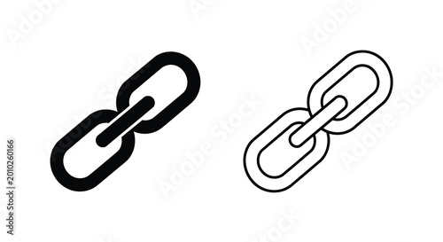 Fotografia chain link icons black and white outline style