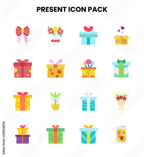 Fotografía Present Flat Bundle Icons Pack