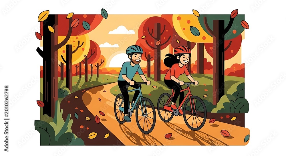 Obraz premium Biking in Fall Park.