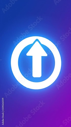 Circular arrow icon indicating forward movement on a gradient background