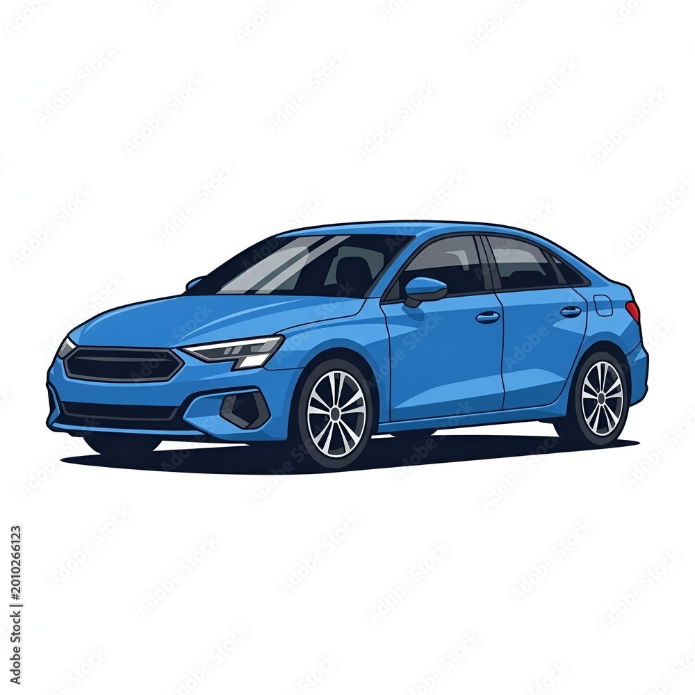Fototapeta premium A blue sedan car illustration.