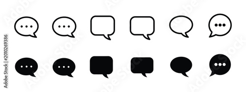 Chat icon set, outline and filled speech bubbles collection, messaging symbol UI communication apps feedback interfaces talk pictogram text illustration