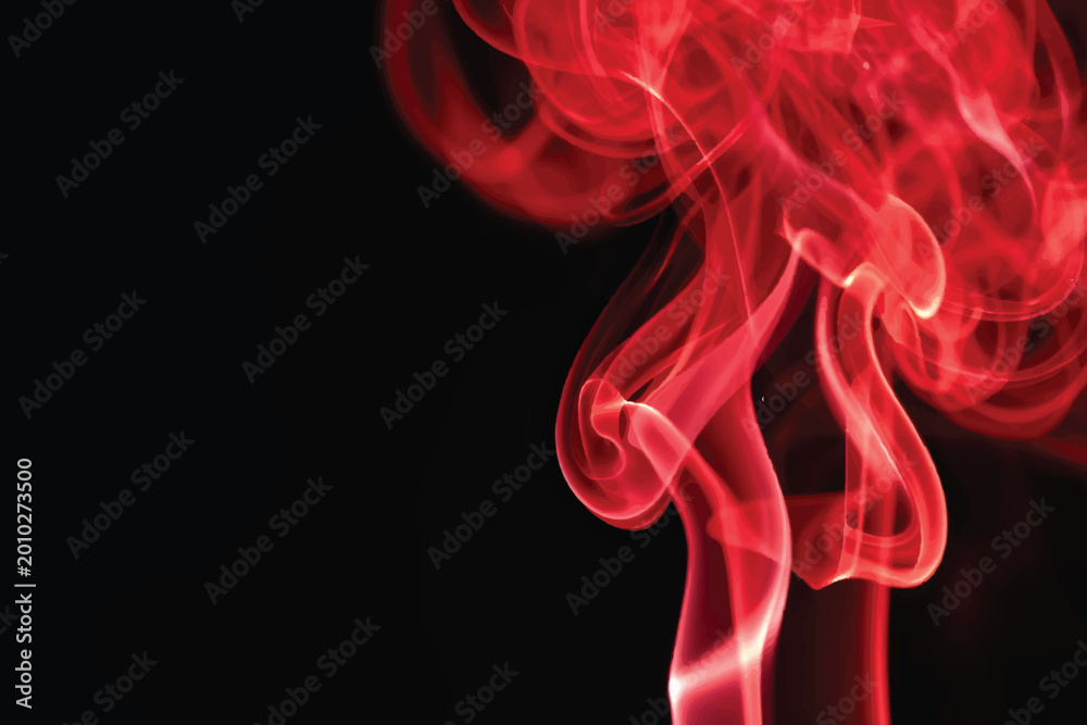 Obraz premium An elegant red smoke swirl pattern flowing on a smooth black background