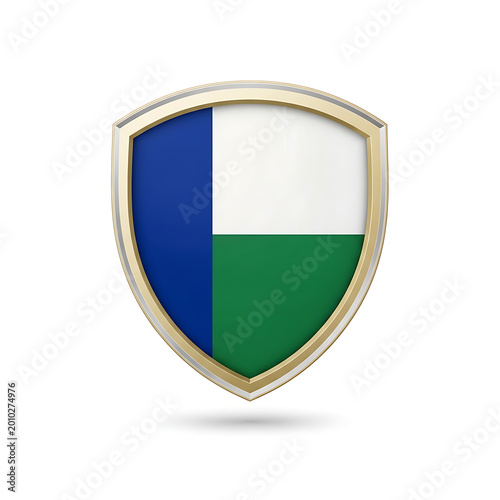 3d shield emblem with blue white and green colors for security and protection concept Free Download 3d shield emblem with blue white and green colors for security and protection concept - GFXLoad