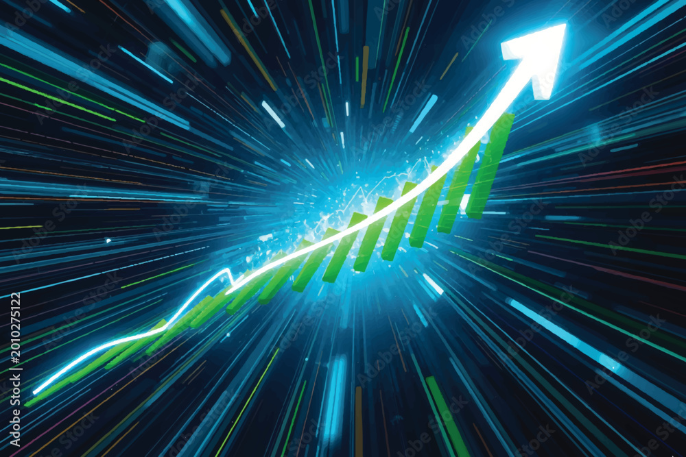 Obraz premium A bright blue glowing fractal energy wave shining through space technology illustration