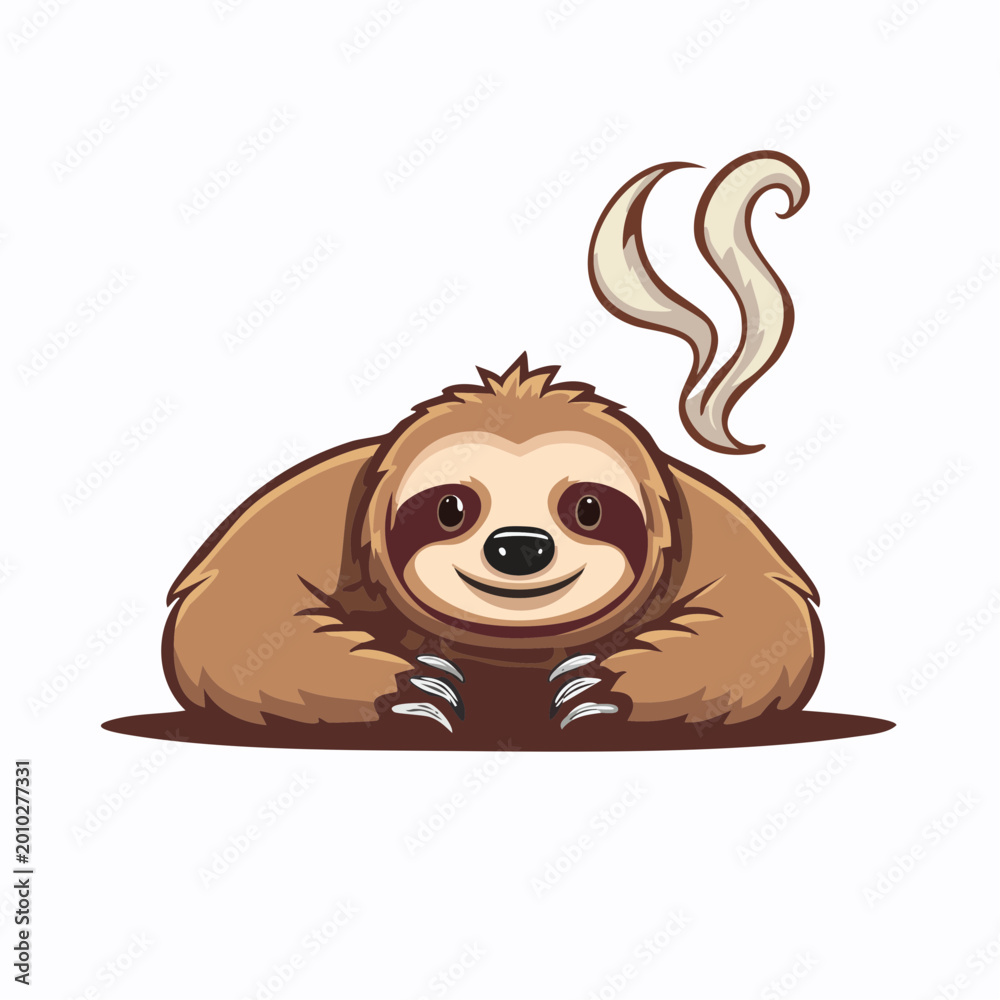 Fototapeta premium Cartoon Sloth Relaxing with Steam