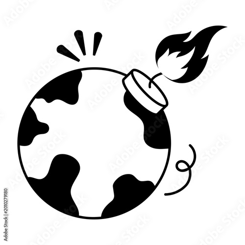 Glyph style icon depicting climate crisis