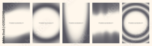 Konstfotografi Retro inverted dots halftone pattern set, vertical 2:3 vector frames: fluid, circular, oval borders