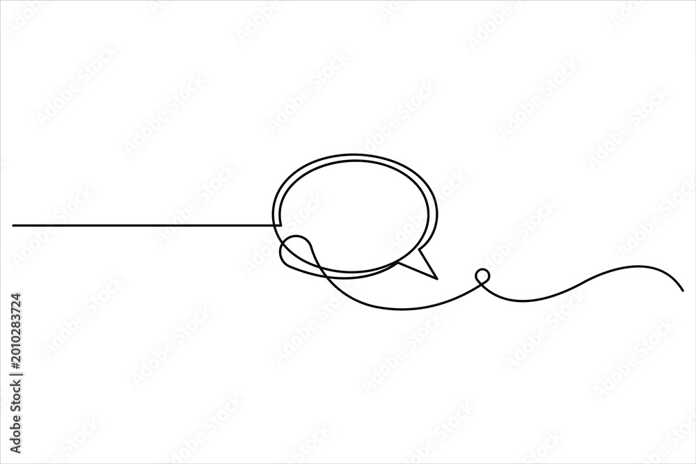 Obraz premium Speech bubble illustration of continuous one line drawing vector art