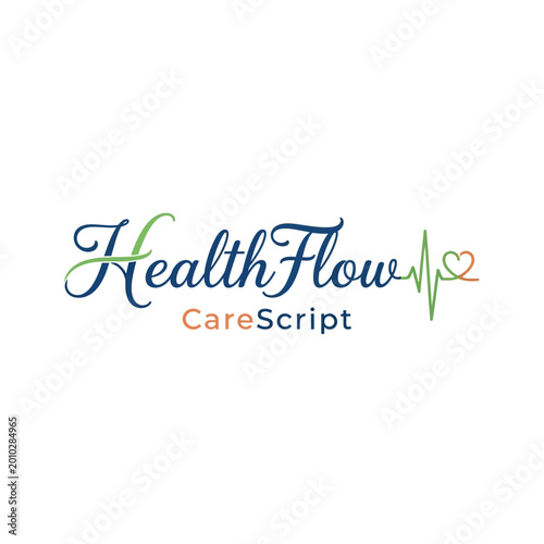 HealthFlow CareScript logo design.