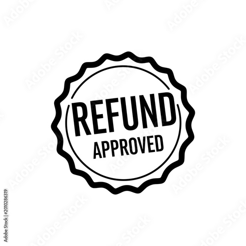 Refund stamp approved icon black outline vector illustration on white background