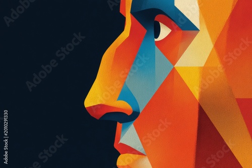 Abstract illustration human face profile geometric shapes