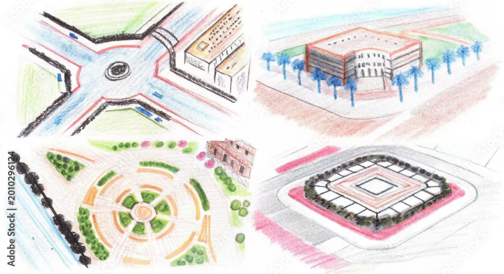 Obraz premium Urban Planning Vector Hatch Pattern Bundle for Landscape and Architecture Drawings