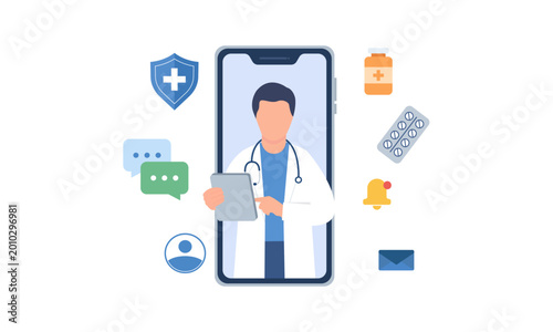 telemedicine doctor mobile healthcare flat vector