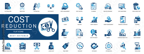 Foto cost reduction Solid Glyph Icon Set