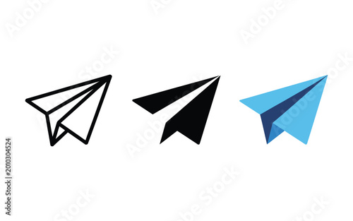 Free Download Paper Plane Send Icon Set in Black White and Blue – Message Sending Symbol Collection - GFXLoad