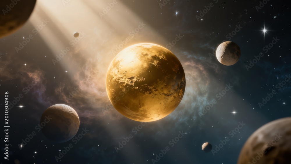 Naklejka premium Planets in space with stars