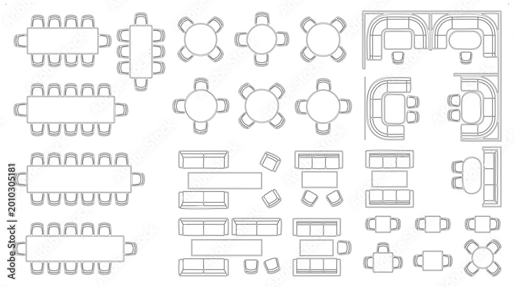 Obraz premium Furniture Top View Icons for Floor Plan and Architectural Design