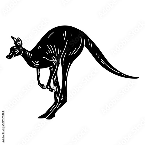 Slika na platnu Kangaroo ear tail leg jump silhouette