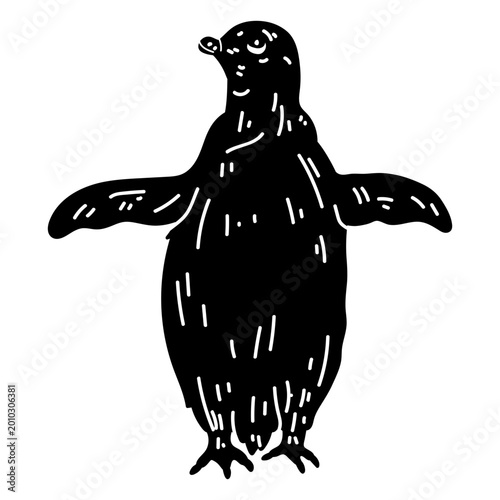 Canvas Print Penguin beak wing fat silhouette detail